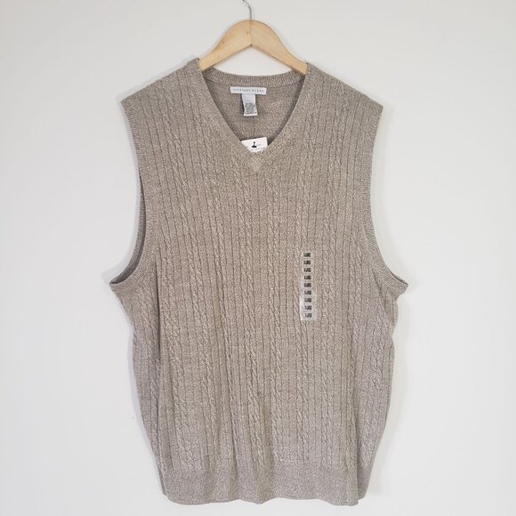 NWT Geoffrey Beene Mens Knit Sweater Vest Size XL Extra Soft V Neck Preppy - Picture 1 of 5